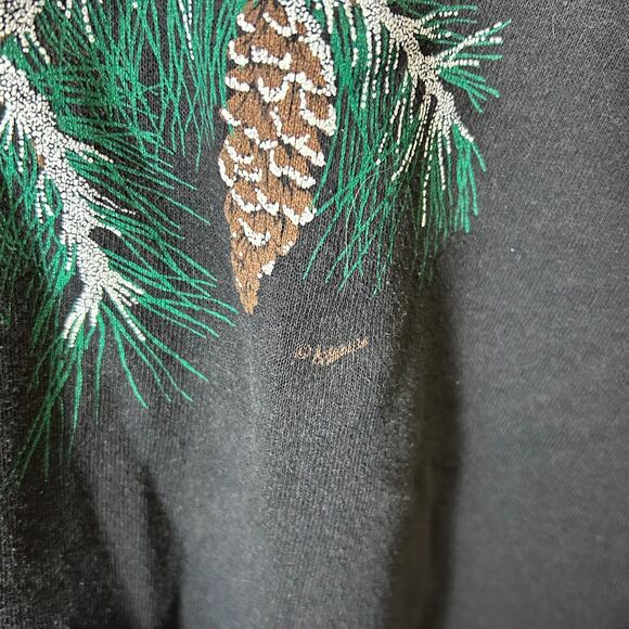 Vintage Santee Womens Black Red Painted Cardinal Winter Christmas Sweatshirt XXL - Picture 7 of 11